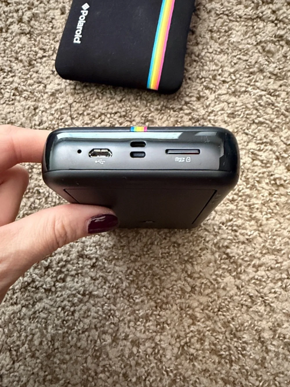 Polaroid Black Instant Snap Camera with Rainbow Stripe